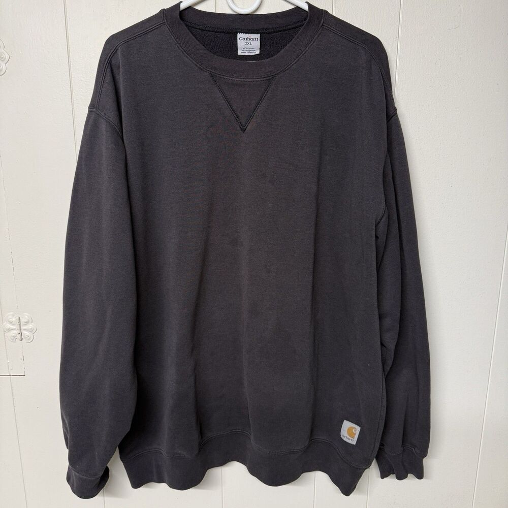 Vintage Carhartt  Crewneck Pullover Sweatshirt Sun Faded Black Y2K Men 2XL GUC